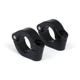 Engine guard clamp set, for spotlamps. Short. Black