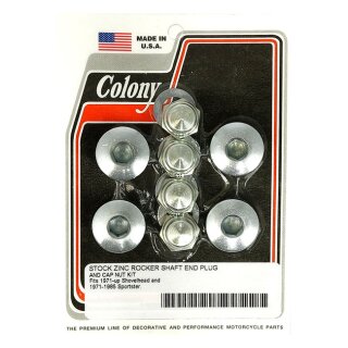 Colony, rocker shaft plug & nut kit. Buttonhead. Zinc