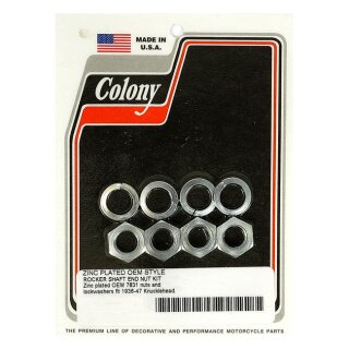 Colony, rocker shaft end nut kit. Zinc