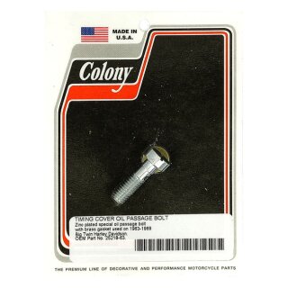 Colony, cam cover oil passage bolt. Zinc