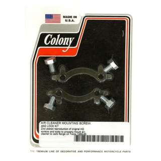 Colony, Linkert air cleaner mount screw & lock kit. Zinc