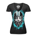 LT BIKER CAT V-NECK T-SHIRT BLACK