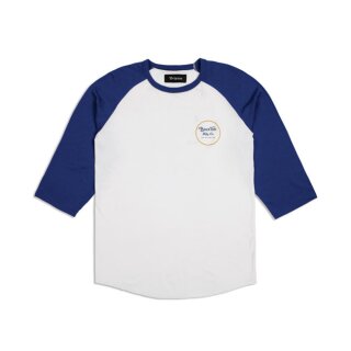 BRIXTON WHEELER 3/4 SLEEVE T-SHIRT WHITE/COBALT