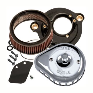 S&S Stealth Mini Teardrop Luftfilter Kit chrom für Harley M8 17-25