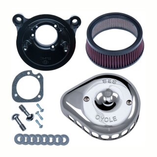 S&S Stealth Mini Teardrop Luftfilter Kit chrom für Harley Twin Cam 99-17