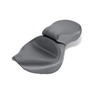 Mustang 1-piece 2-up wide touring vintage seat plain black