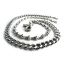 Amigaz Pewter Skull & Cut Leash Double Wallet Chain