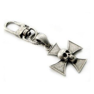 Amigaz Maltese Cross Skull key chain