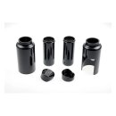 Cult-Werk, 6-piece fork tube cover kit. Gloss black. Logo