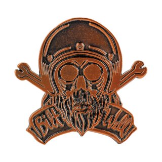 Biltwell enamel pin Bonanza skull bronze