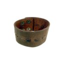 Amigaz Brown Wide Threaded Leather Cuff Bracelet