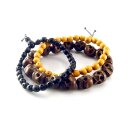 AmiGaz wood skull bead bracelet set