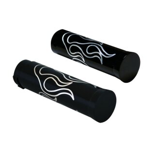 FLAMED BILLET GRIPS, BLACK