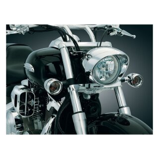 Kuryakyn front deep dish bezels w/smoke lenses, amber bulb