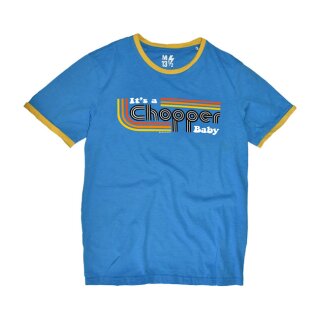 13 1/2 Its a Chopper Baby male Ringer T-shirt blue