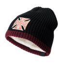 WCC Knitted cross beanie schwarz bordeaux