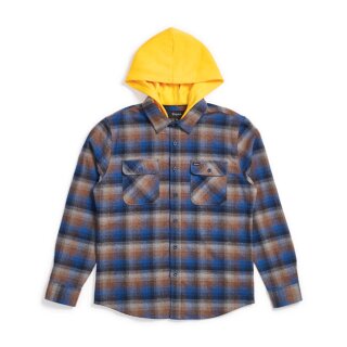 Brixton Bowery Hood longsleeve flannel navy gold
