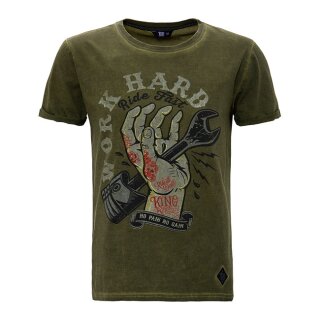 King Kerosin Work Hard T-shirt olive