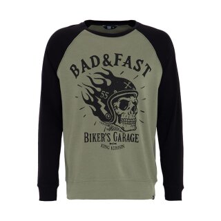 King Kerosin Bad & Fast raglan sweatshirt olive