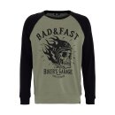 King Kerosin Bad & Fast raglan sweatshirt olive