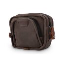 Burly Voyager handlebar bag, dark oak wet waxed canvas