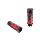 Red Flame Style Grip Set with Black Ends