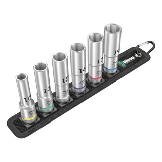 Wera, socket belt with 1/2" drive hex deep sockets - Metric