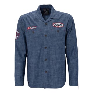 King Kerosin Octane longsleeve workshirt mid blue