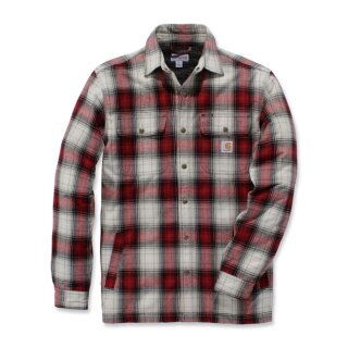 Carhartt Hubbard Sherpa lined shirt jacket dark crimson