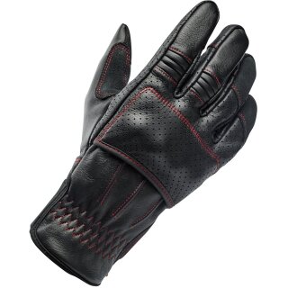 Biltwell Borrego Motorrad Handschuhe Leder schwarz rot CE geprüft