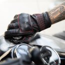 Biltwell Borrego Motorrad Handschuhe Leder schwarz rot CE geprüft