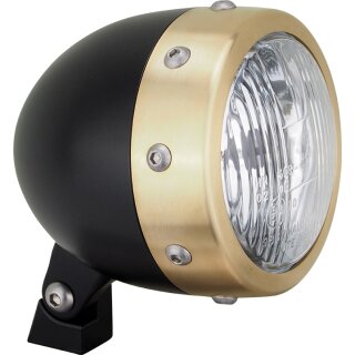 Headlight, Retro, H4, 120mm, Brass Matte, Alu Black