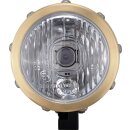 Headlight, Retro, H4, 120mm, Brass Matte, Alu Black