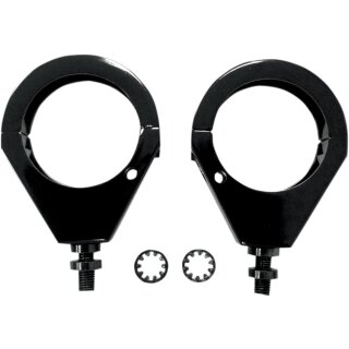 Grooved Blinker Halter Kit schwarz für Harley Dyna Softail mit 49mm Gabel