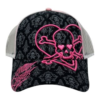 LT Heart Skull female trucker cap black/pink