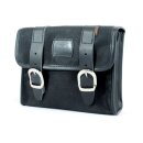 Longride, Mini waxed cotton saddlebag. Black