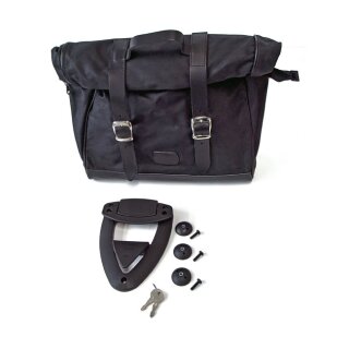 Longride click-on Old Chopper saddlebag waxed cotton. Black