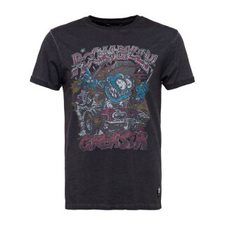 King Kerosin oil washed T-shirt Rockabilly Greaser black
