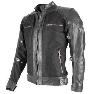 By City Sahara Leder & Mesh Motorrad Jacke schwarz XL