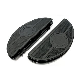 Oval Early Style Trittbretter mit Dämpfer schwarz für Harley FL Softail Touring
