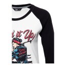 Queen Kerosin Build It Up raglan longsleeve white/black