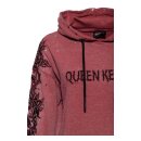 Queen Kerosin Rose Face zip hoodie burgundy