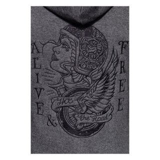 Queen Kerosin Racing Skull zip hoodie steel grey