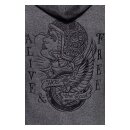 Queen Kerosin Racing Skull zip hoodie steel grey