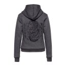 Queen Kerosin Racing Skull zip hoodie steel grey