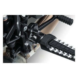 Kuryakyn, splined footpeg adapters, front. Satin black