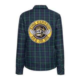 King Kerosin Racing Skull checkered shirt dark blue/green