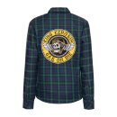 King Kerosin Racing Skull checkered shirt dark blue/green