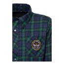 King Kerosin Racing Skull checkered shirt dark blue/green