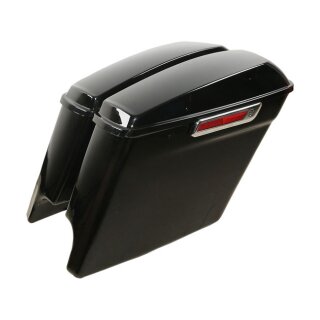 Stretch Koffer Satteltaschen Set schwarz glänzend für Harley Touring Bagger 14-23